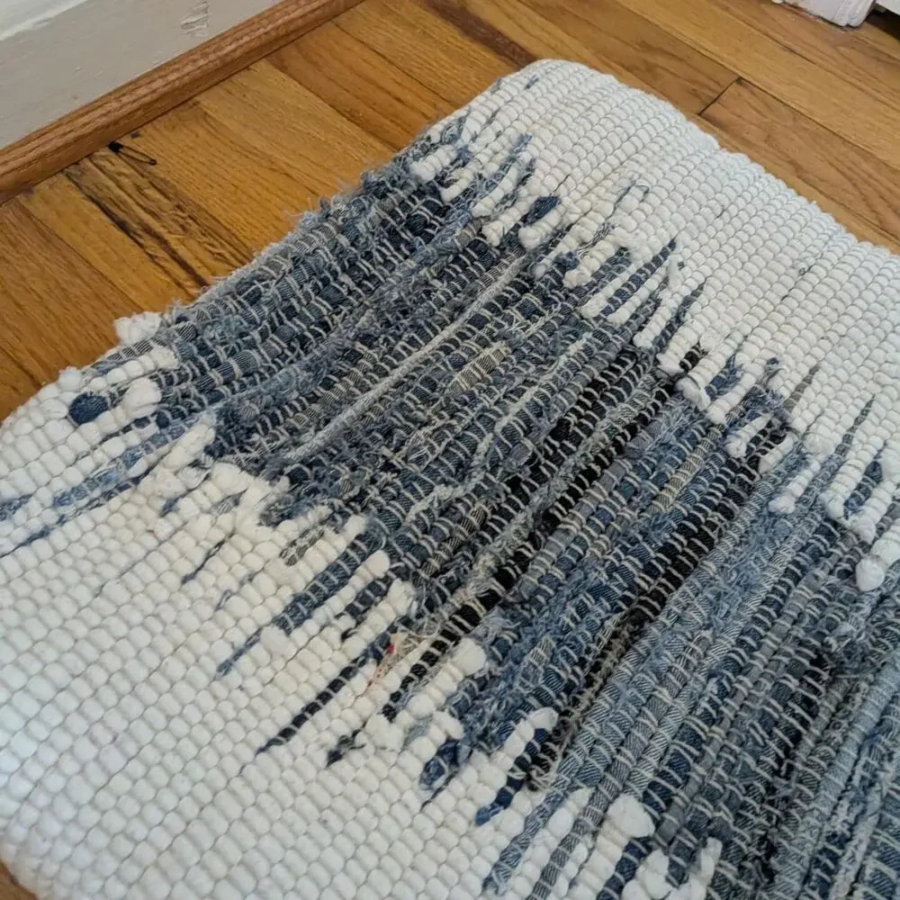 Y2K Mina Victory White And Blue Abstract Denim Style Pillow Case Textured Design